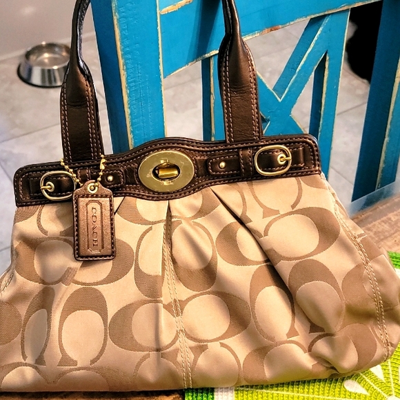 Coach Handbags - Coach 13906 Khaki Signature Sateen Graint Satchel